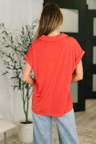 Sea You Soon Collared Top in Hot Coral-Womens-Stay Foxy Boutique, Florissant, Missouri