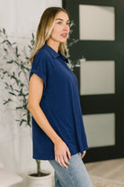 Sea You Soon Collared Top in Navy-Womens-Stay Foxy Boutique, Florissant, Missouri