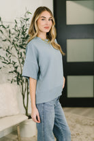 Sense of Clarity Boxy Top in Blue Grey-Womens-Stay Foxy Boutique, Florissant, Missouri