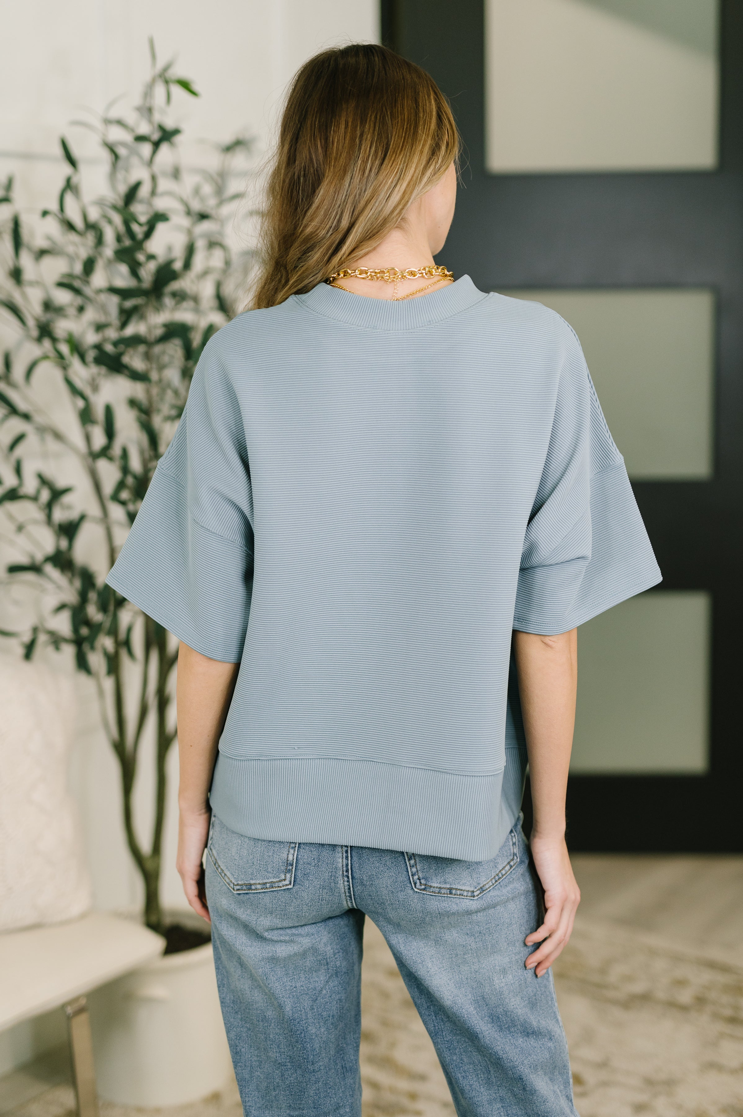 Sense of Clarity Boxy Top in Blue Grey-Womens-Stay Foxy Boutique, Florissant, Missouri