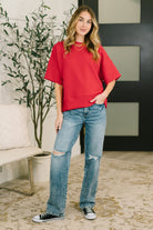 Sense of Clarity Boxy Top in Ruby-Womens-Stay Foxy Boutique, Florissant, Missouri