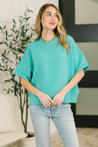 Sense of Clarity Boxy Top in Turquoise-Womens-Stay Foxy Boutique, Florissant, Missouri