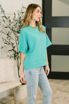 Sense of Clarity Boxy Top in Turquoise-Womens-Stay Foxy Boutique, Florissant, Missouri