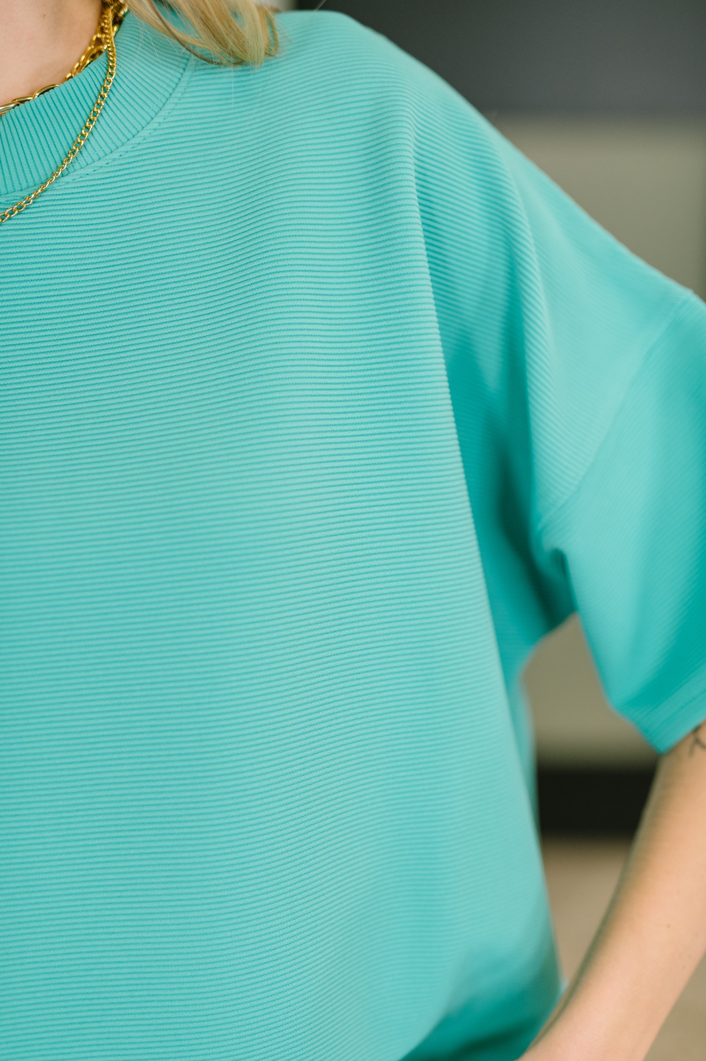 Sense of Clarity Boxy Top in Turquoise-Womens-Stay Foxy Boutique, Florissant, Missouri