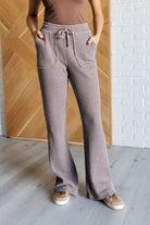 Set Process Mineral Wash Waffle Knit Pants in Brown-Athleisure-Stay Foxy Boutique, Florissant, Missouri