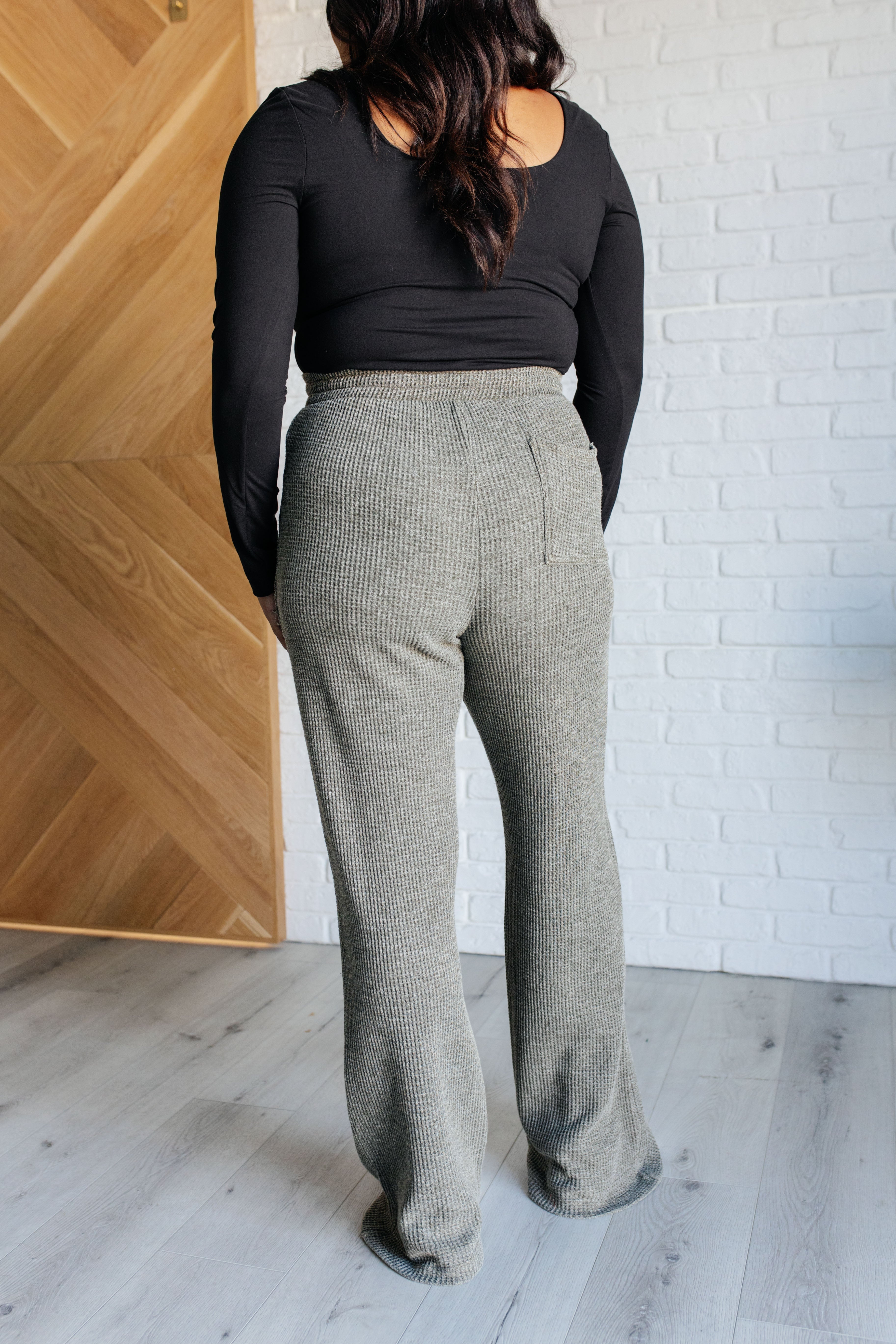 Set Process Mineral Wash Waffle Knit Pants in Olive-Athleisure-Stay Foxy Boutique, Florissant, Missouri