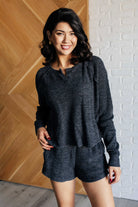 Set Process Mineral Wash Waffle Knit Set in Black-Sets-Stay Foxy Boutique, Florissant, Missouri