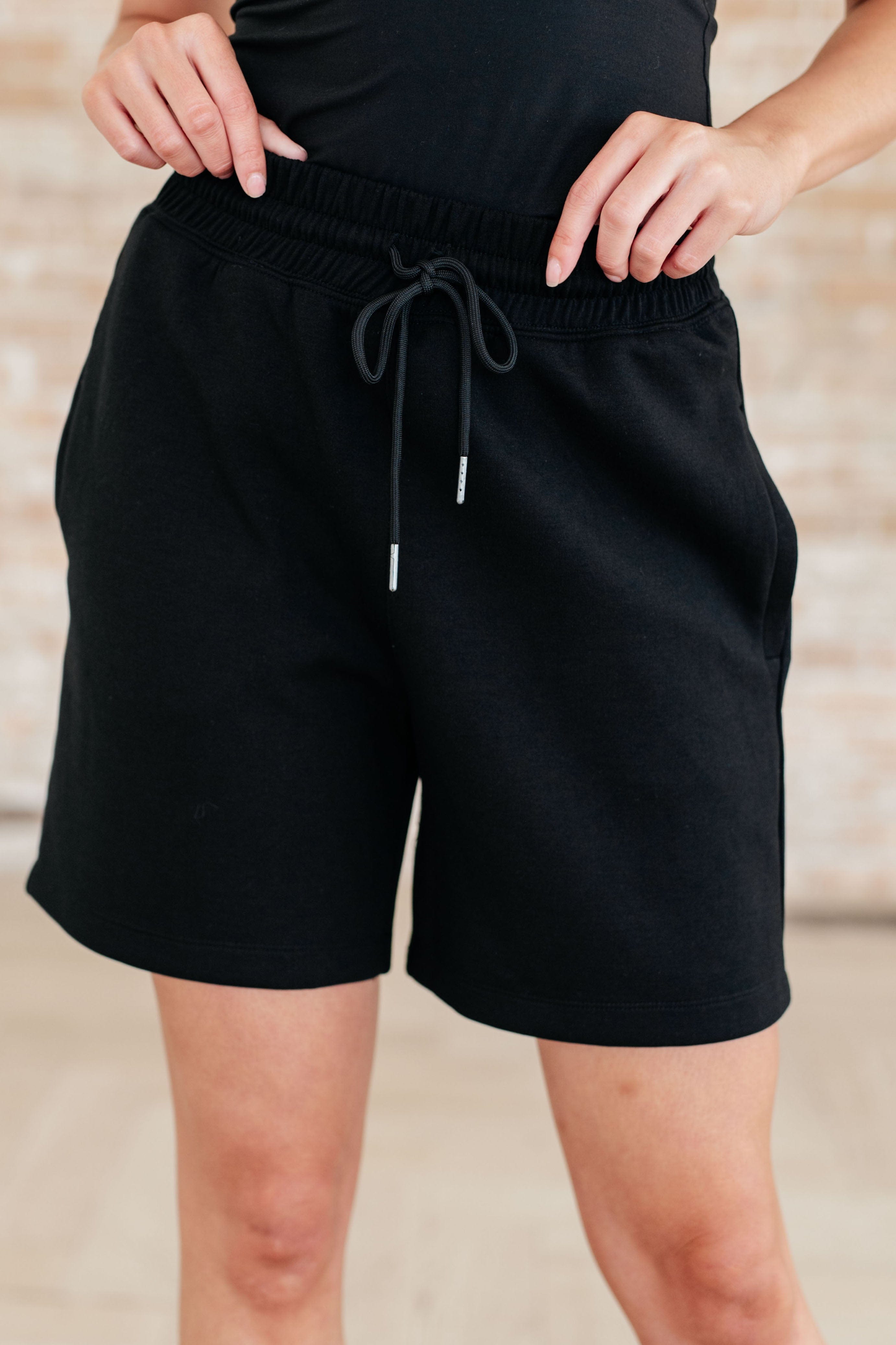 Settle In Dad Shorts in Black-Athleisure-Stay Foxy Boutique, Florissant, Missouri
