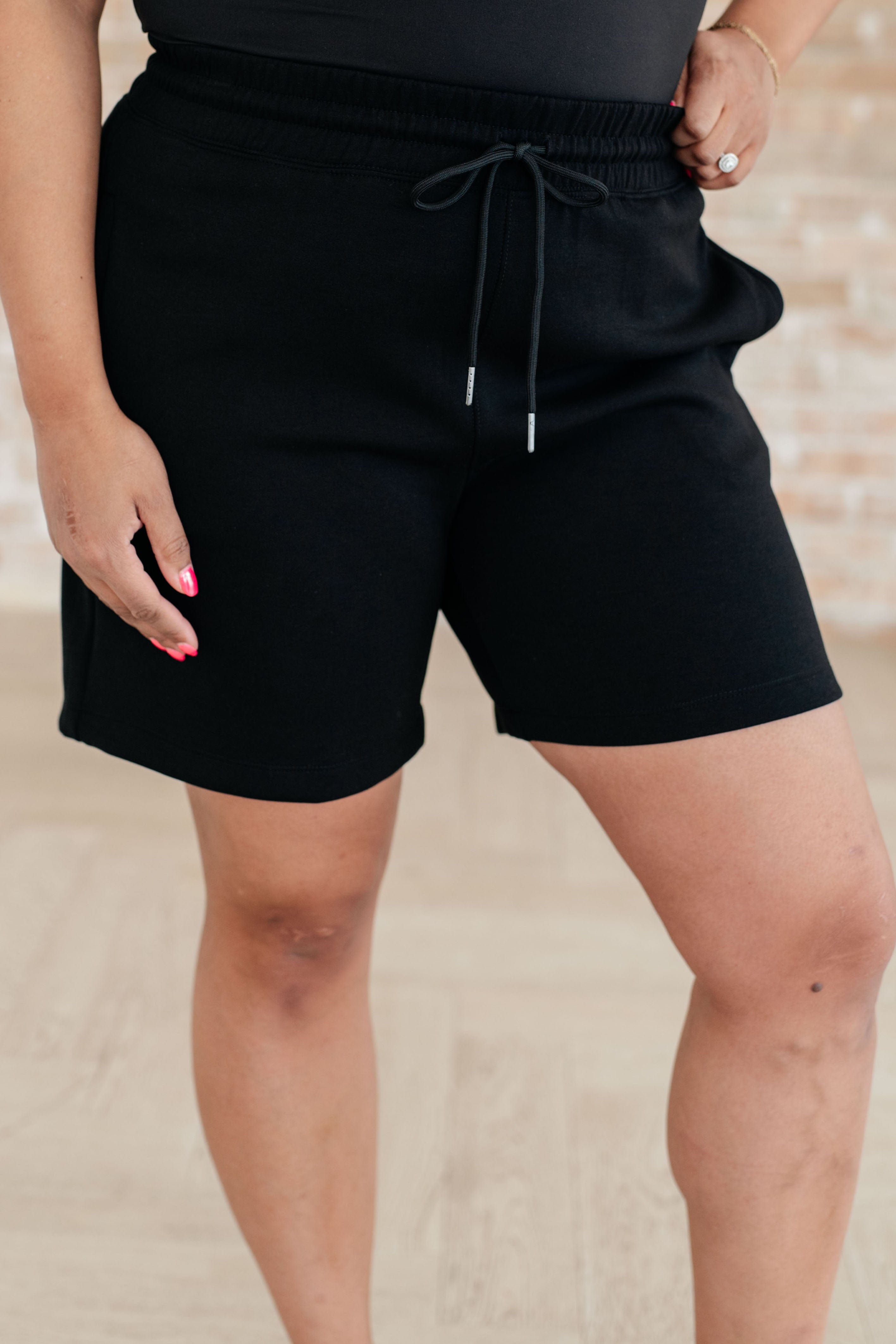 Settle In Dad Shorts in Black-Athleisure-Stay Foxy Boutique, Florissant, Missouri
