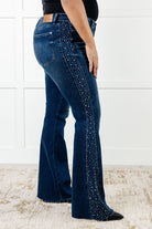 Shannon Mid Rise Rhinestone Detail Flare Jeans-Womens-Stay Foxy Boutique, Florissant, Missouri