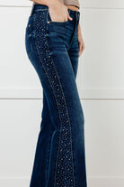 Shannon Mid Rise Rhinestone Detail Flare Jeans-Womens-Stay Foxy Boutique, Florissant, Missouri