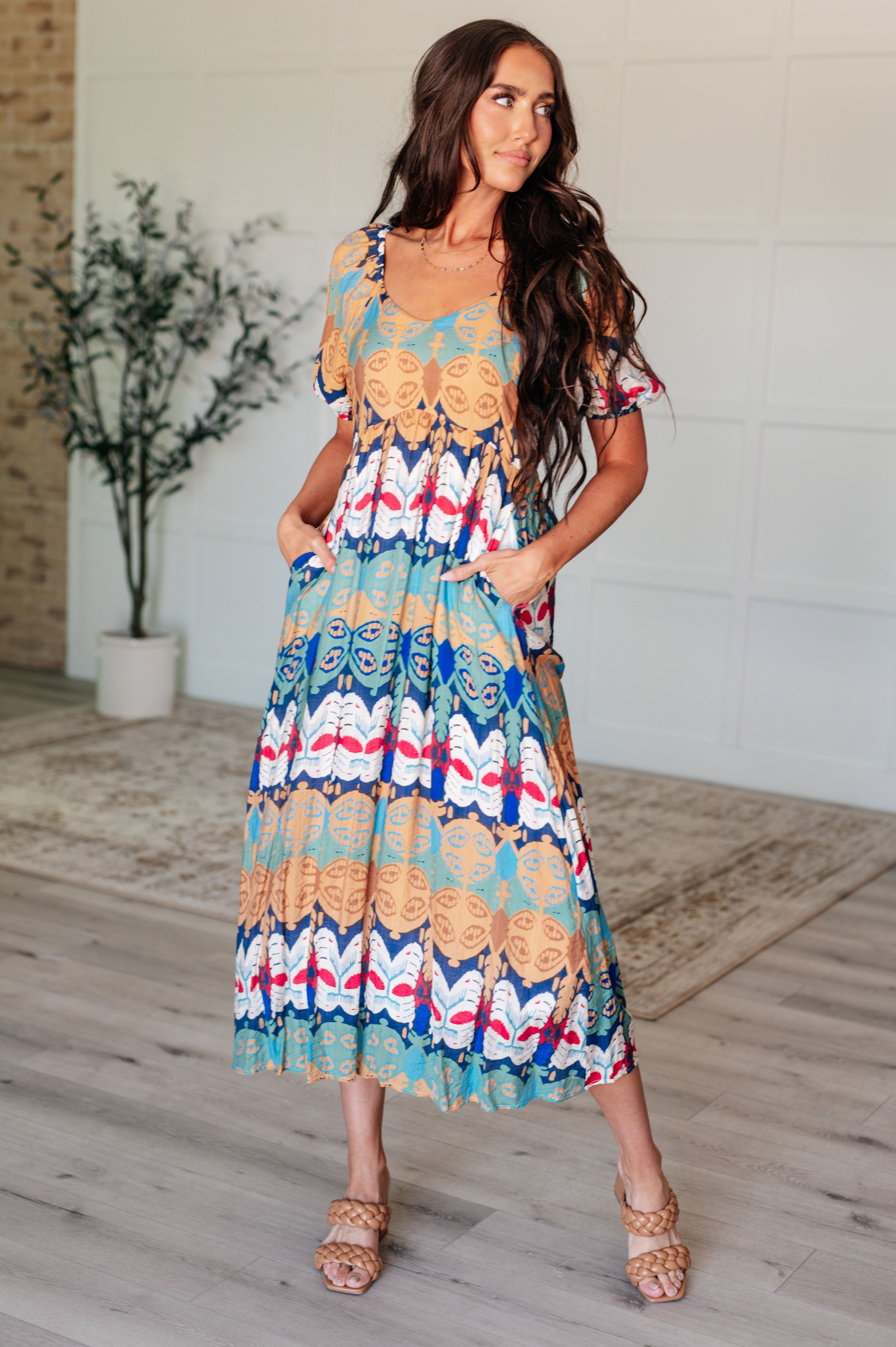 Shaping Reality V-Neck Balloon Sleeve Dress-Dresses-Stay Foxy Boutique, Florissant, Missouri