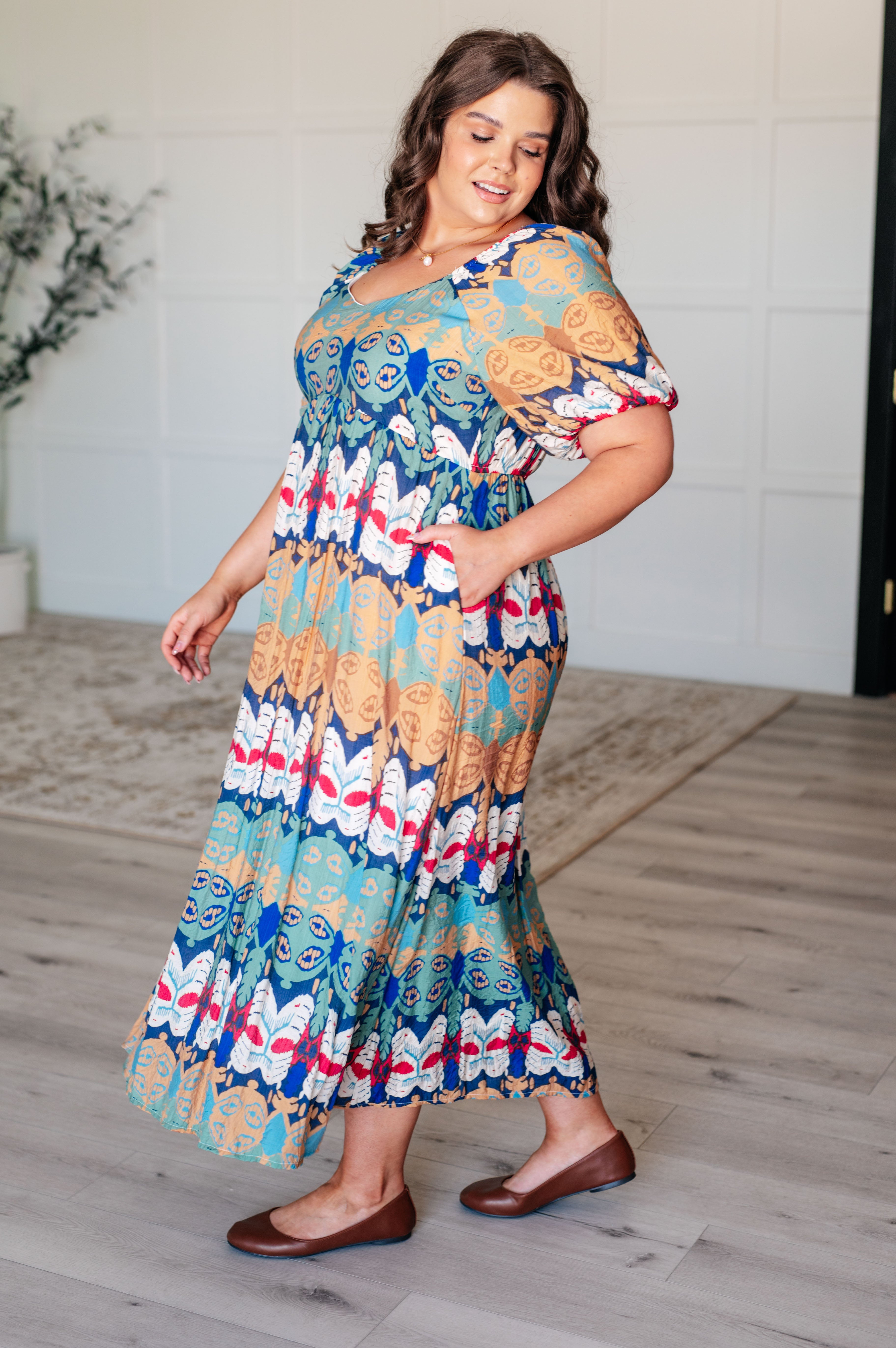 Shaping Reality V-Neck Balloon Sleeve Dress-Dresses-Stay Foxy Boutique, Florissant, Missouri