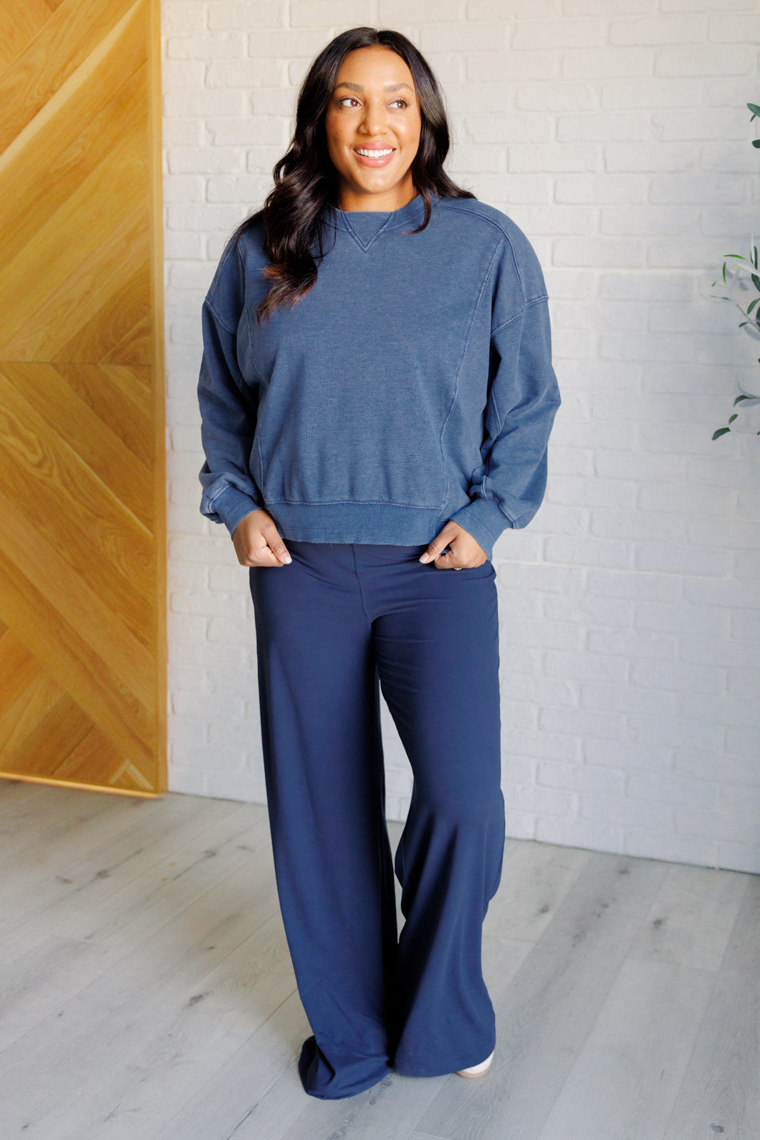 Shavasana Everyday Wide Leg Jumpsuit in Navy-Jumpsuits & Rompers-Stay Foxy Boutique, Florissant, Missouri