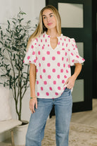 Shopping Spree Notched Neck Puff Sleeve Blouse-Womens-Stay Foxy Boutique, Florissant, Missouri