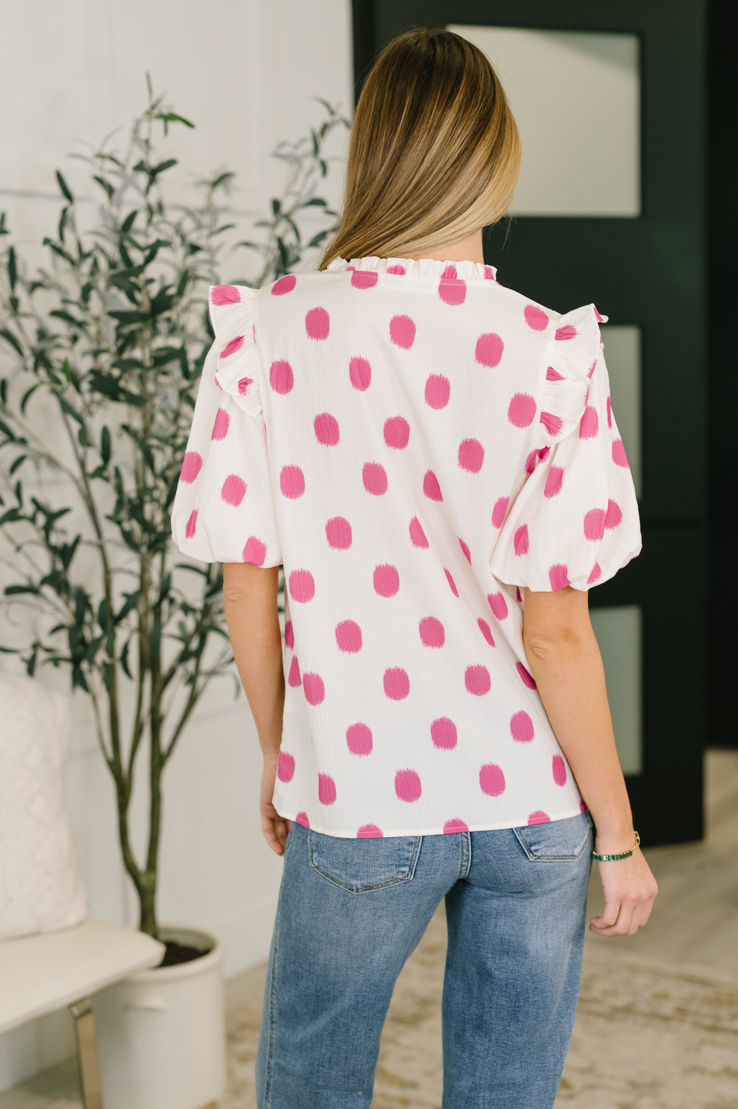 Shopping Spree Notched Neck Puff Sleeve Blouse-Womens-Stay Foxy Boutique, Florissant, Missouri