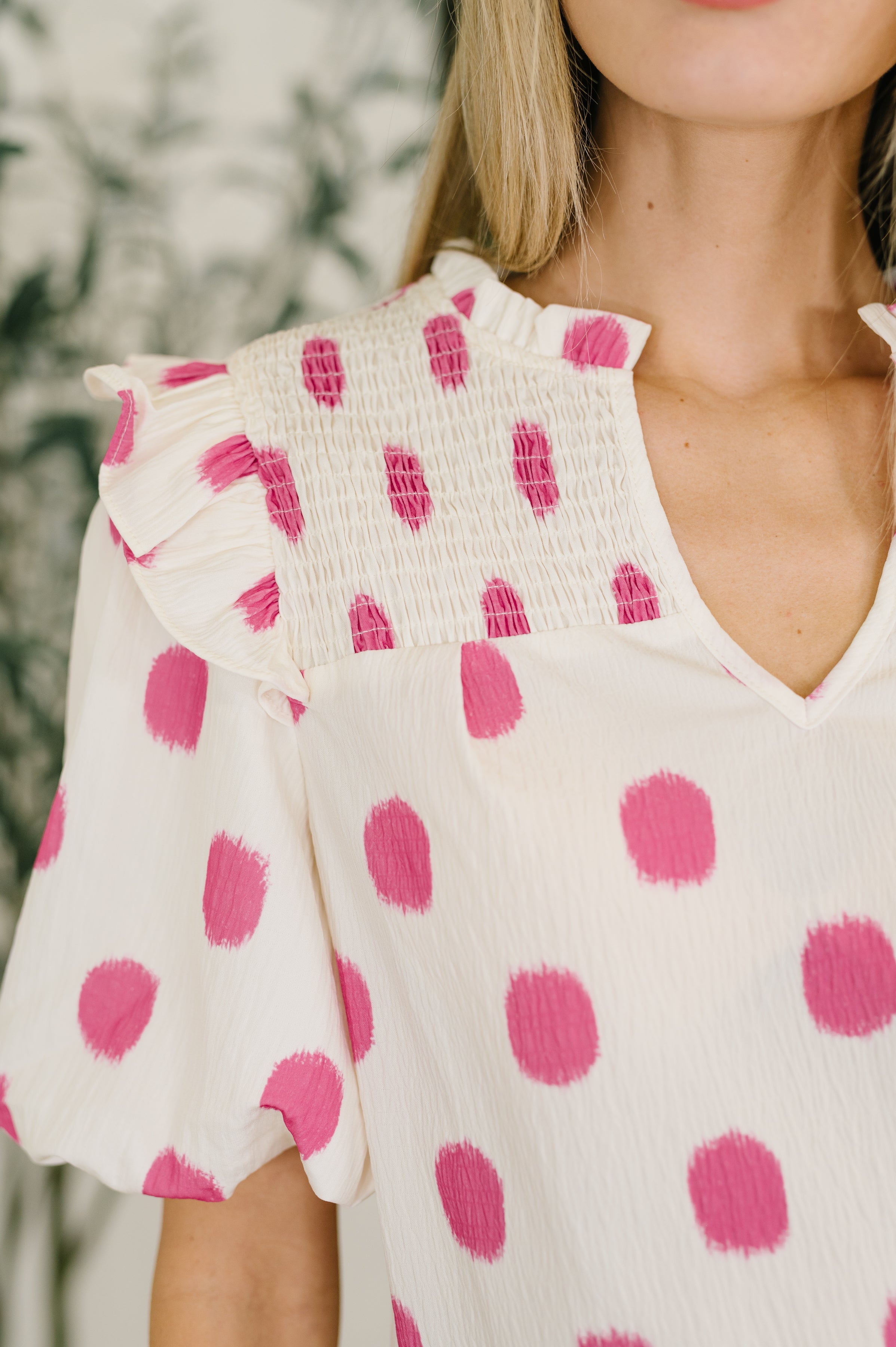 Shopping Spree Notched Neck Puff Sleeve Blouse-Womens-Stay Foxy Boutique, Florissant, Missouri