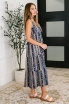 Sierra Spirit Gathered Tiered Dress in Navy-Womens-Stay Foxy Boutique, Florissant, Missouri