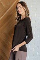 Signature Classic Round Neck Top in Chocolate-Tops-Stay Foxy Boutique, Florissant, Missouri