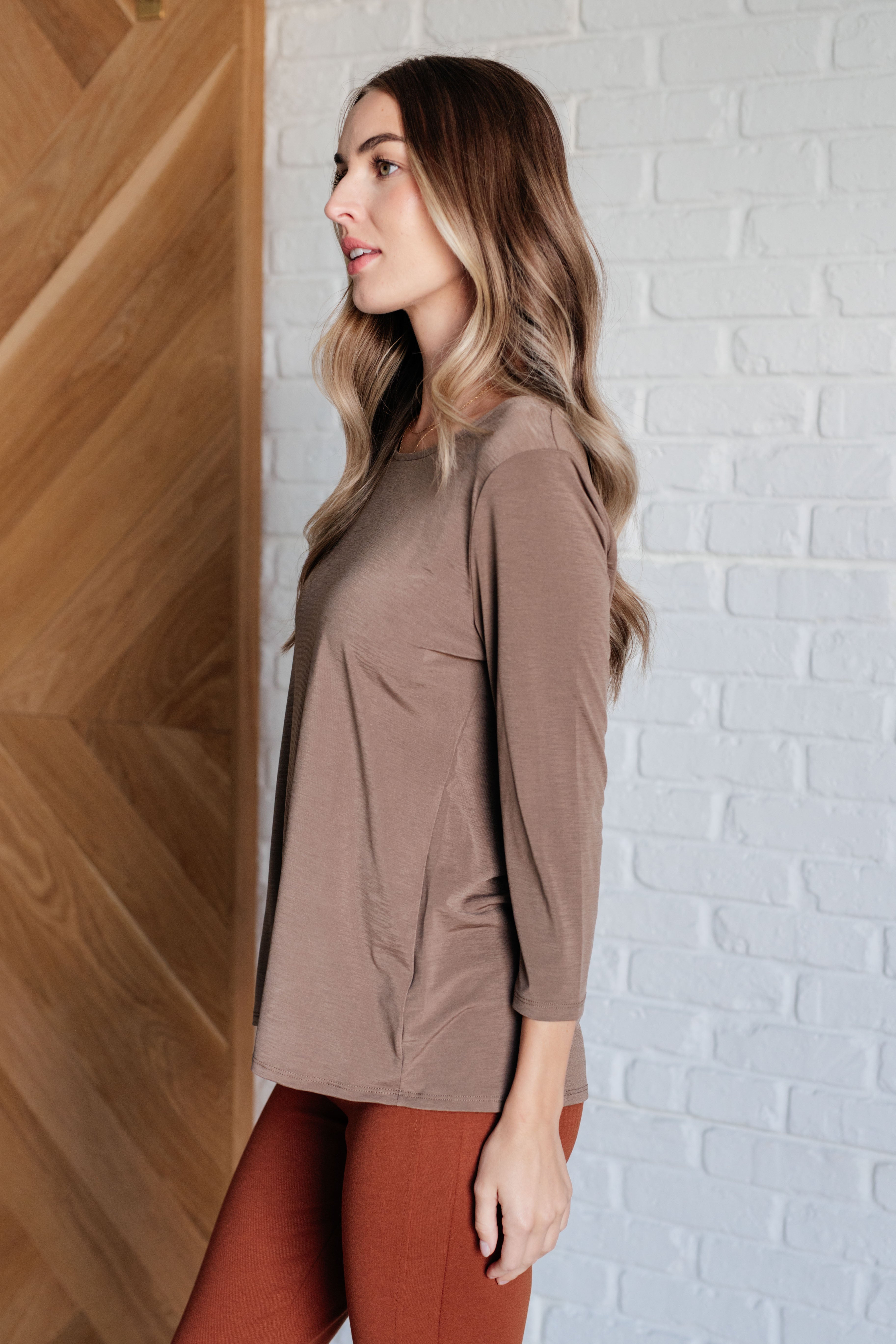 Signature Classic Round Neck Top in Mocha-Tops-Stay Foxy Boutique, Florissant, Missouri