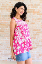 Silly Love Songs Floral Tank in Hot Pink-Tops-Stay Foxy Boutique, Florissant, Missouri