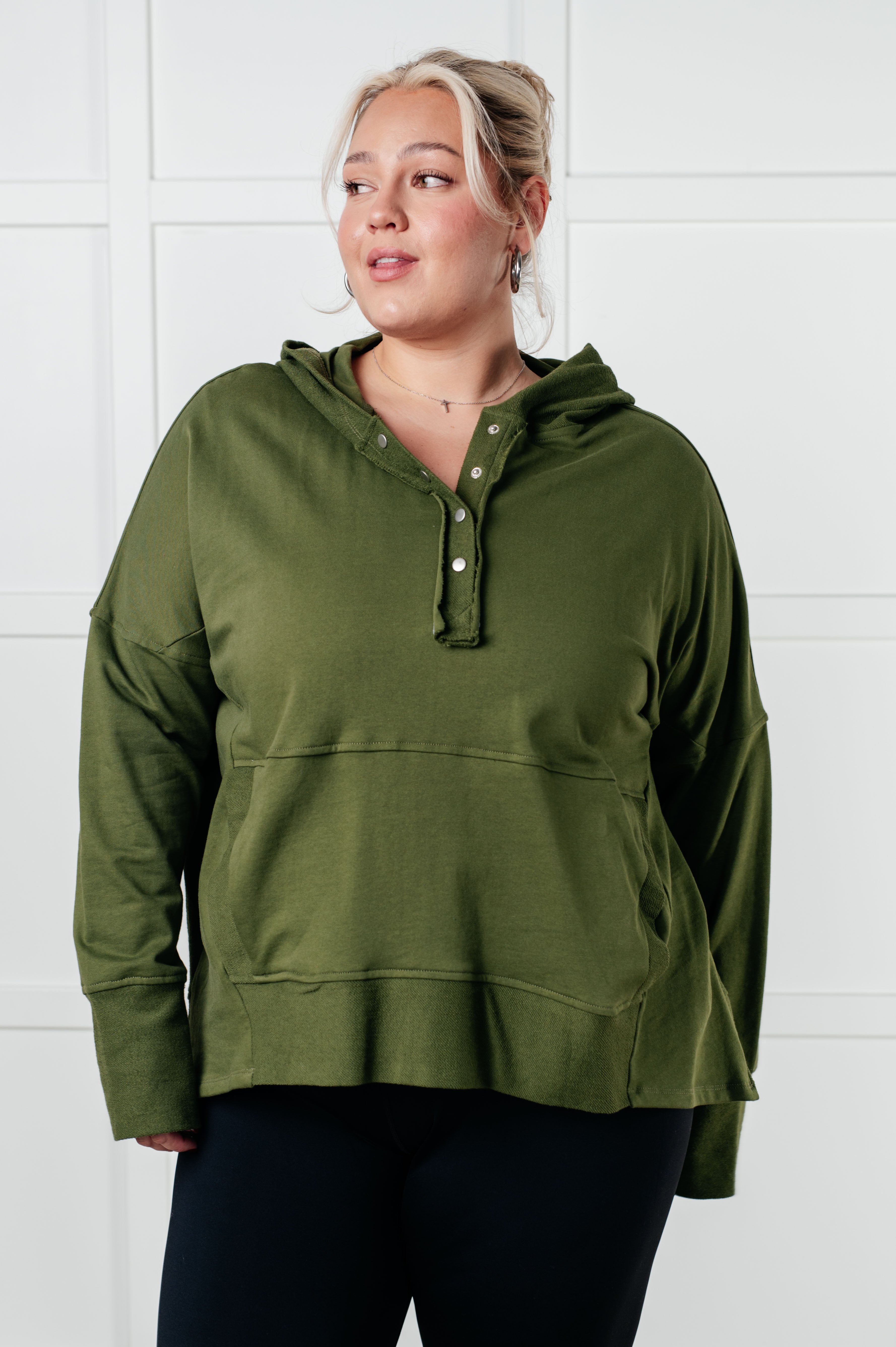 Simple Snug Snap Hooded Pullover-Tops-Stay Foxy Boutique, Florissant, Missouri