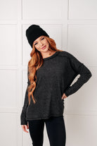 Simply Basic Ribbed Hacci Sweater in Black-Tops-Stay Foxy Boutique, Florissant, Missouri