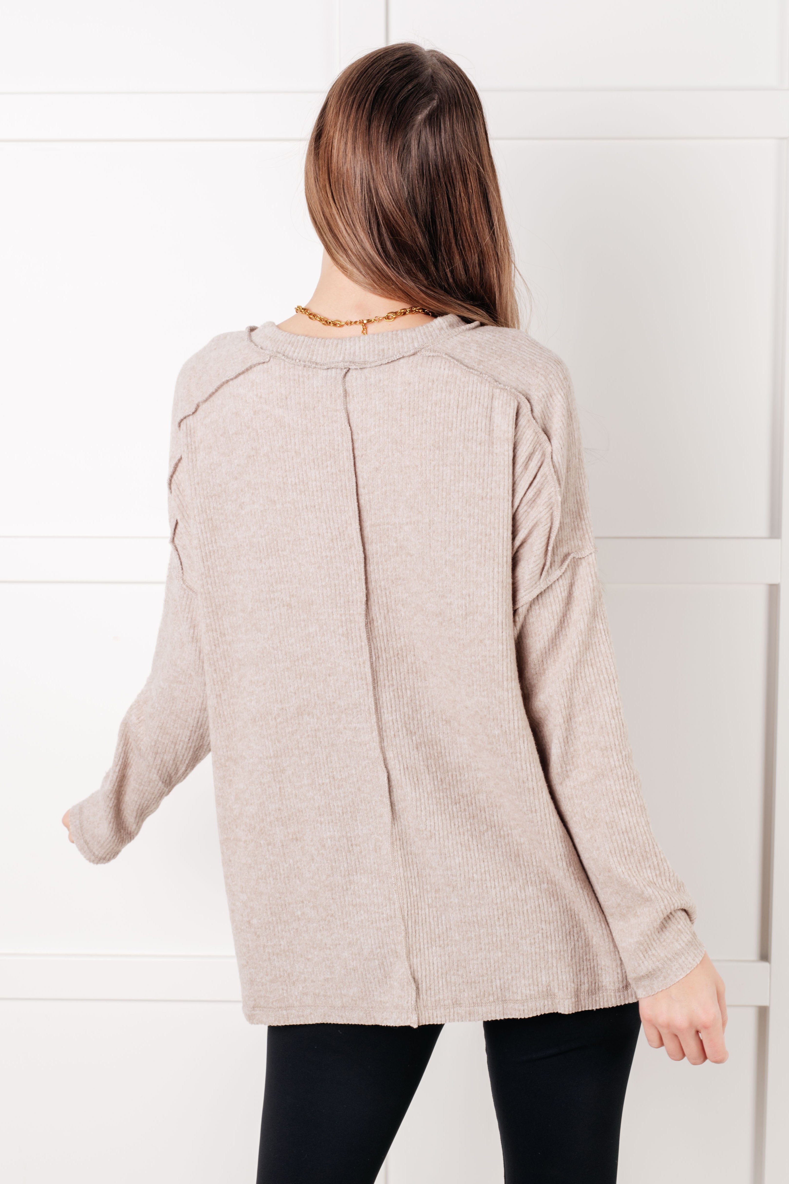 Simply Basic Ribbed Hacci Sweater in H Mocha-Tops-Stay Foxy Boutique, Florissant, Missouri