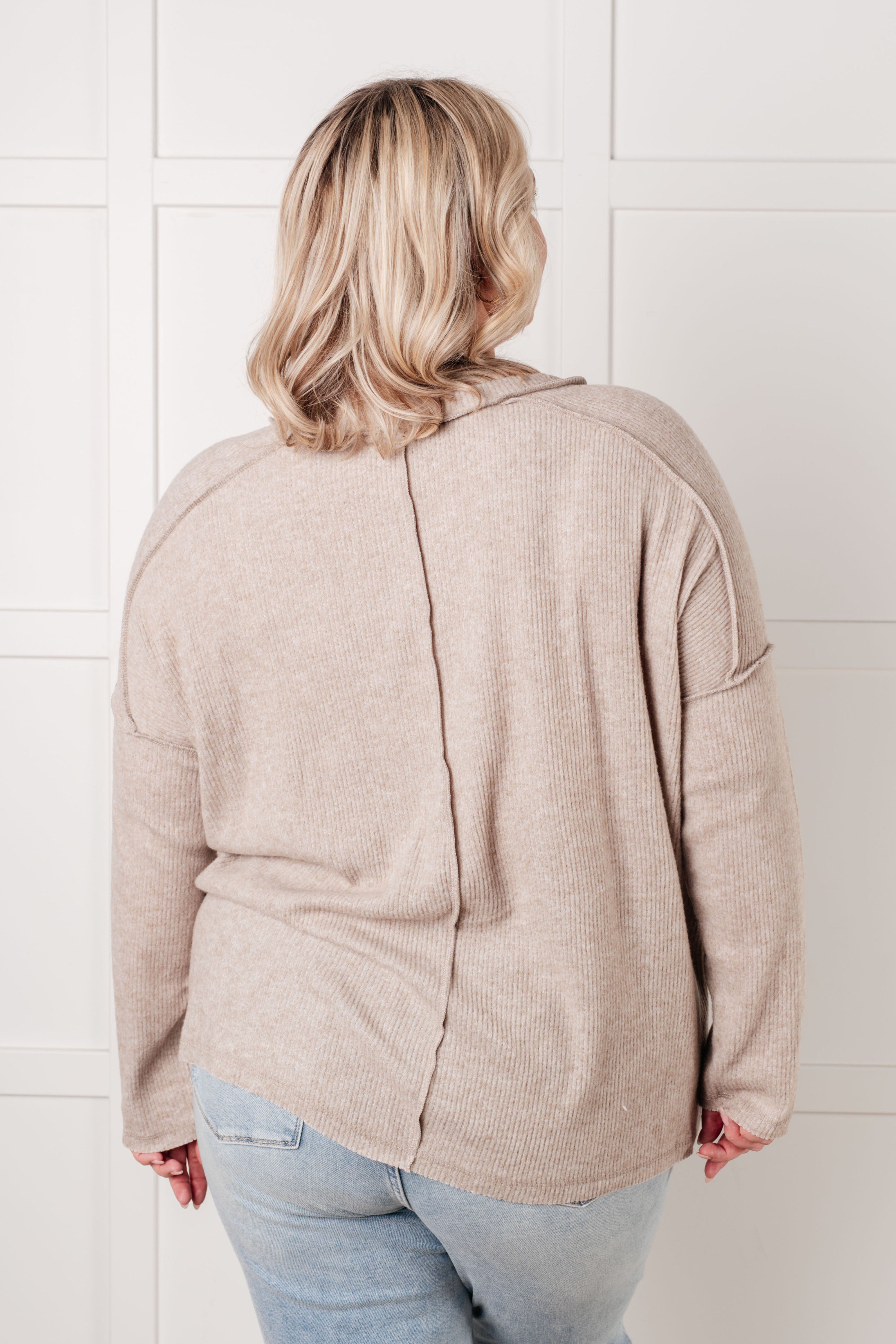 Simply Basic Ribbed Hacci Sweater in H Mocha-Tops-Stay Foxy Boutique, Florissant, Missouri