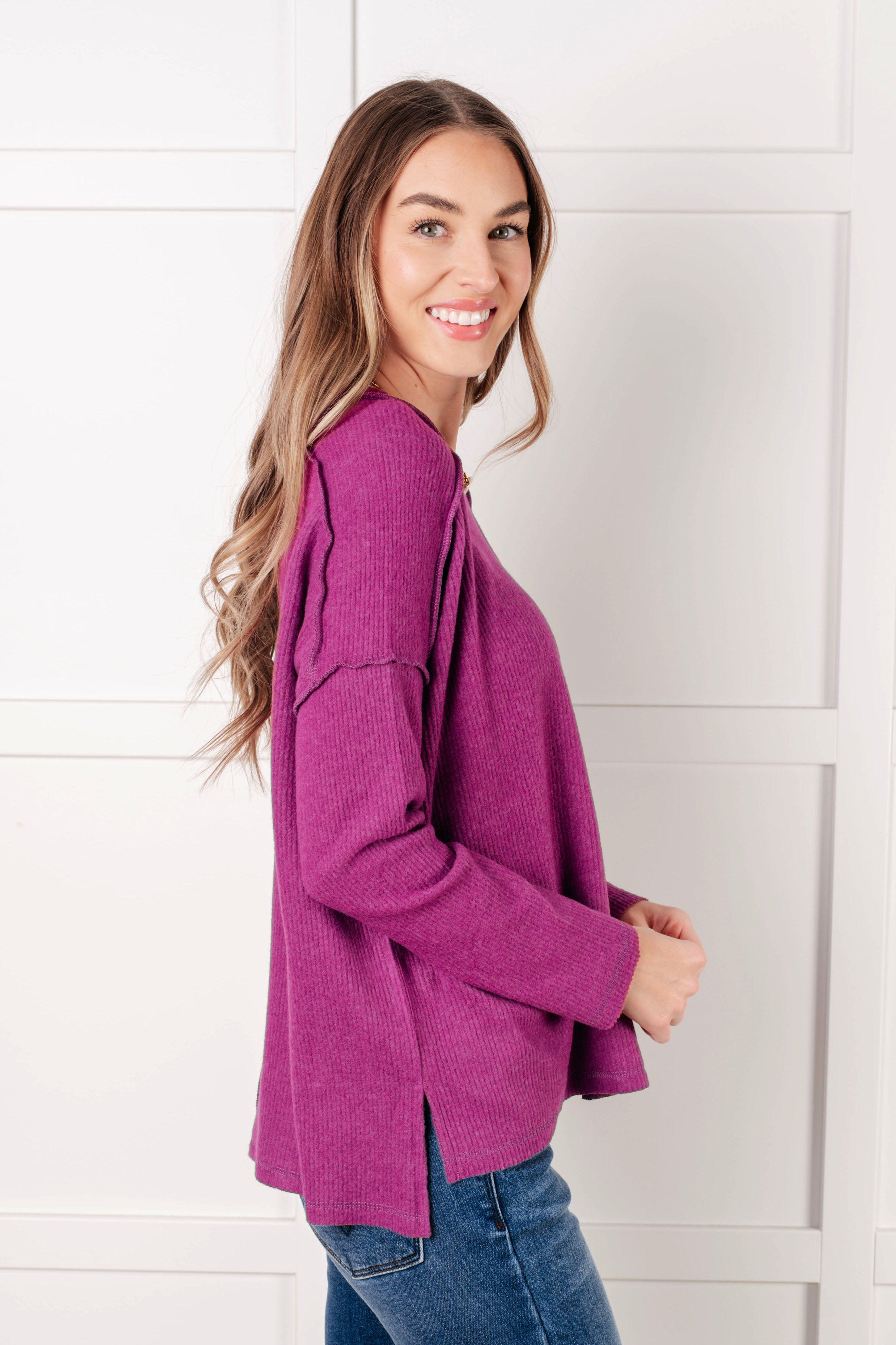 Simply Basic Ribbed Hacci Sweater in Light Plum-Tops-Stay Foxy Boutique, Florissant, Missouri