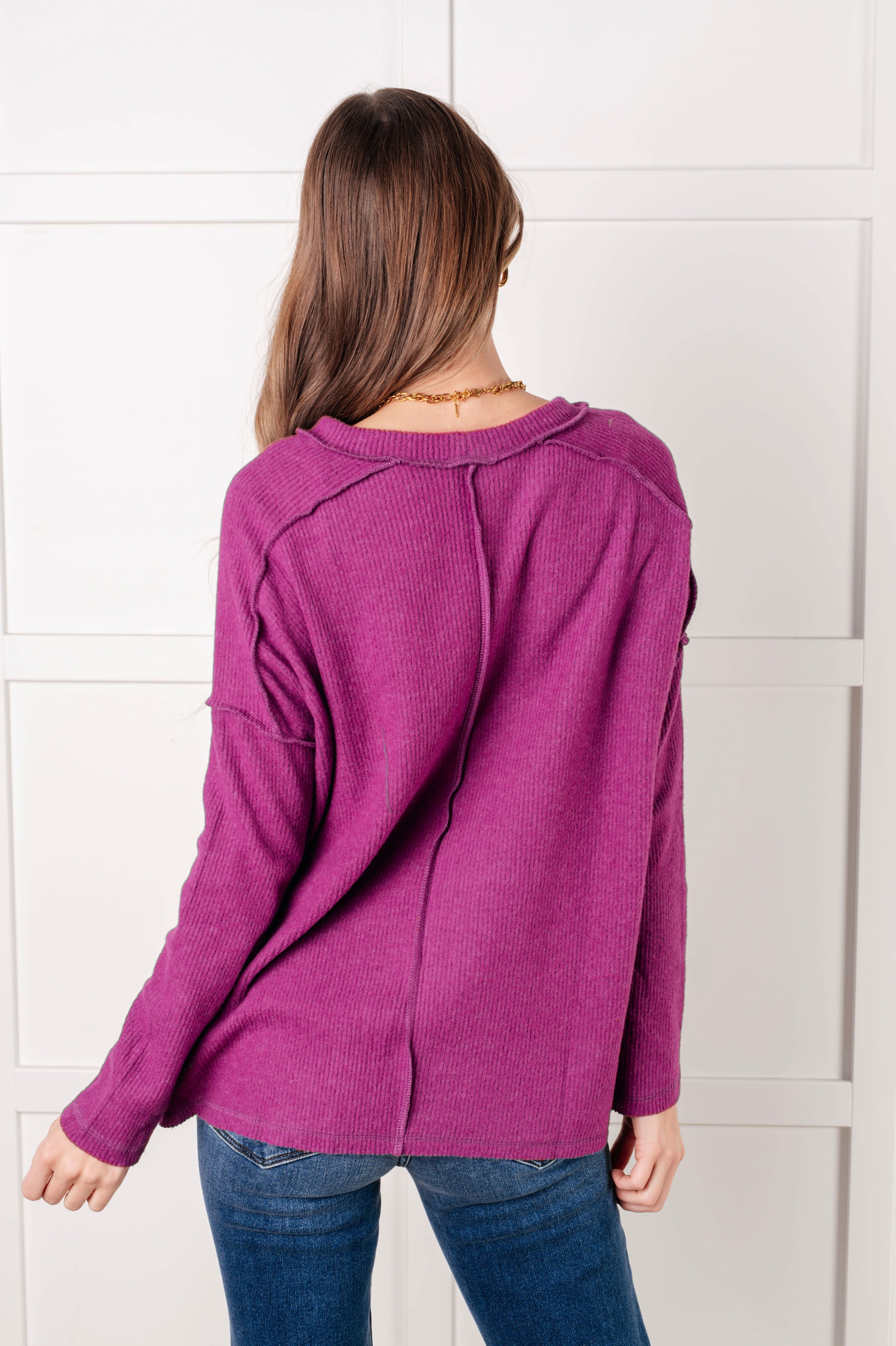 Simply Basic Ribbed Hacci Sweater in Light Plum-Tops-Stay Foxy Boutique, Florissant, Missouri