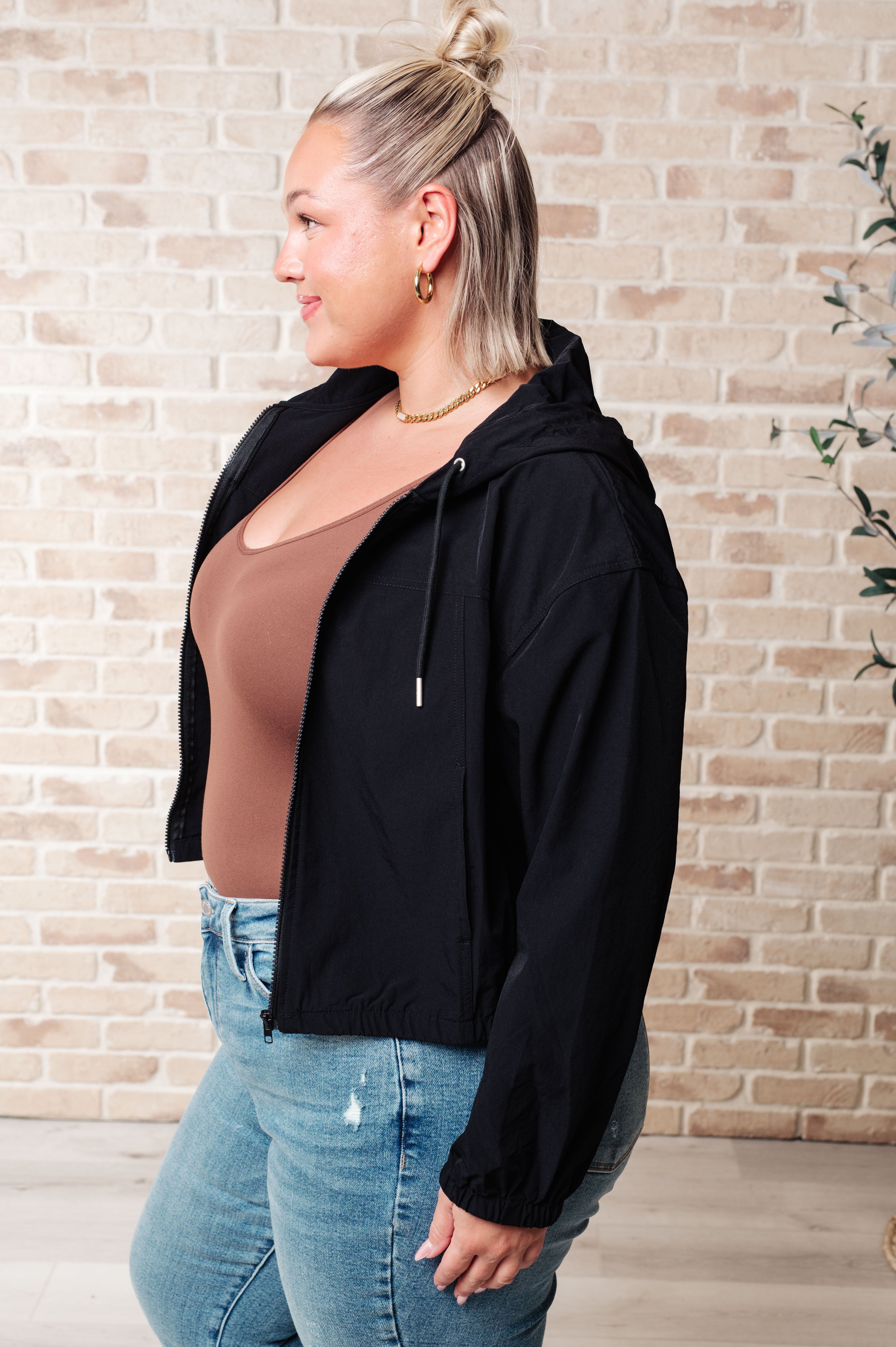 Sky of Only Clouds Zip Up in Black-Womens-Stay Foxy Boutique, Florissant, Missouri