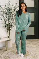 Snowflake Sniffles Pajama Set in Hunter Green-Womens-Stay Foxy Boutique, Florissant, Missouri