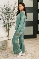 Snowflake Sniffles Pajama Set in Hunter Green-Womens-Stay Foxy Boutique, Florissant, Missouri