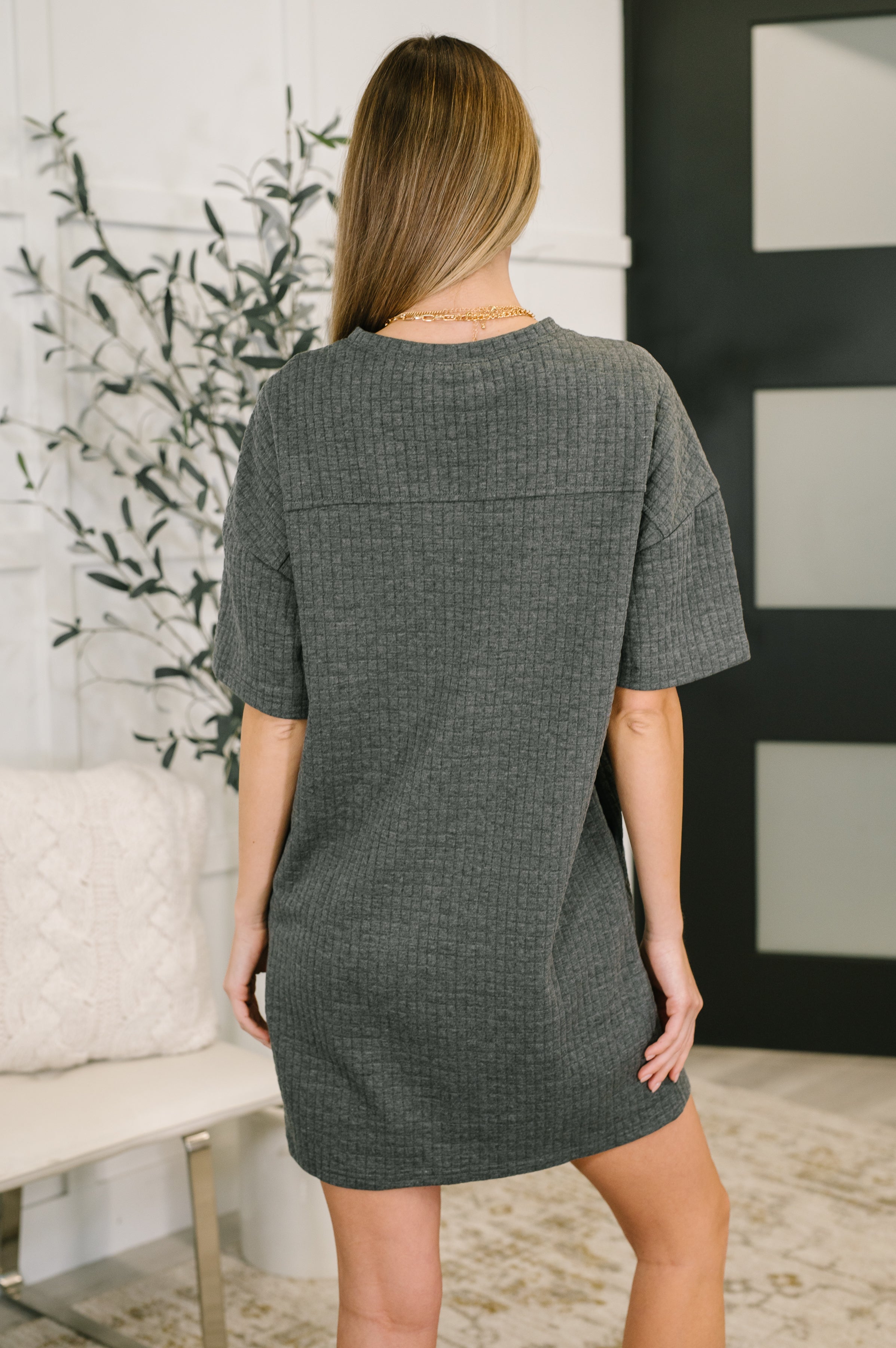 So Thoughtful That Way Textured T-Shirt Dress-Womens-Stay Foxy Boutique, Florissant, Missouri