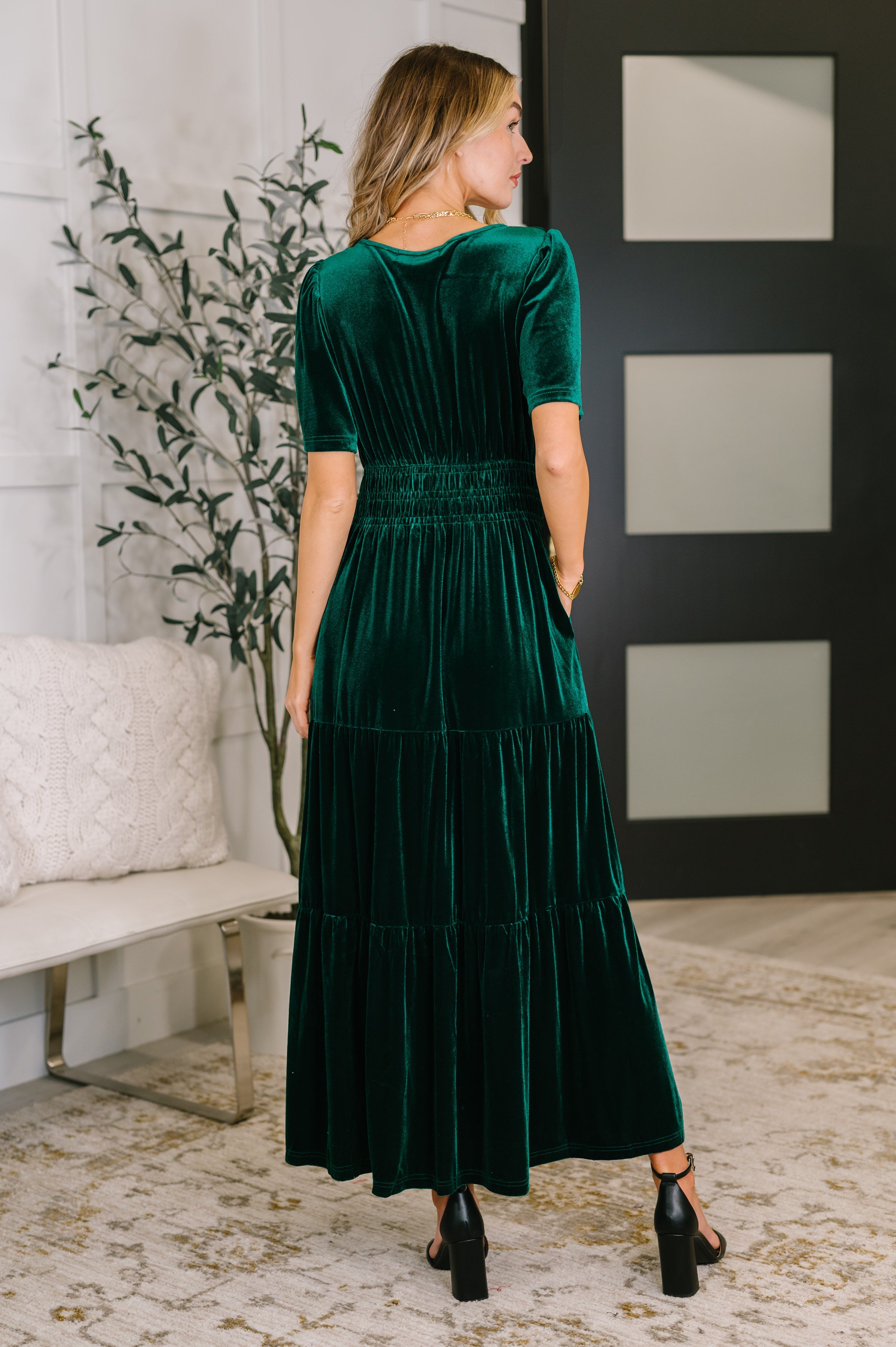 Softest Touch Velvet Tiered Dress-Womens-Stay Foxy Boutique, Florissant, Missouri