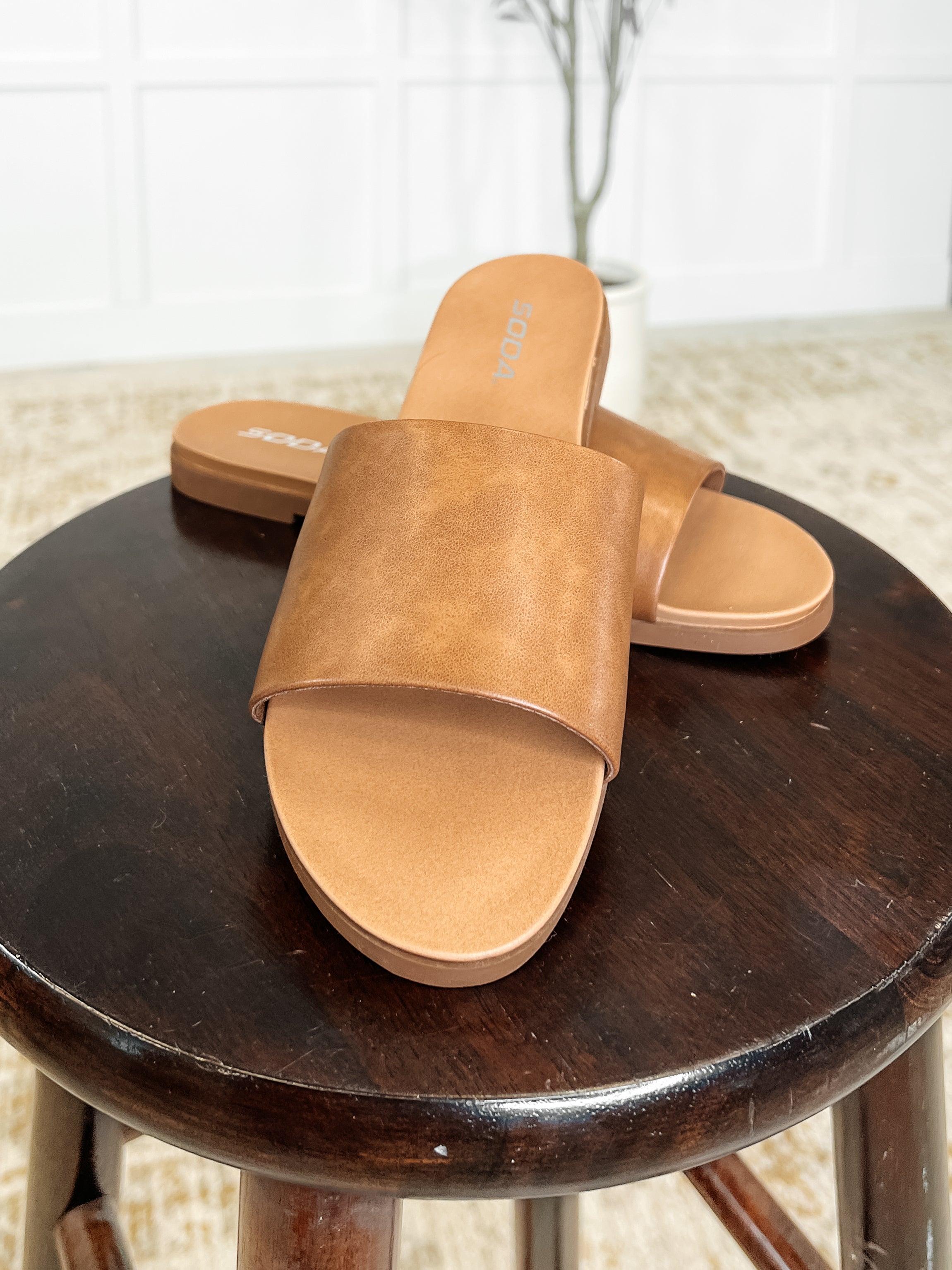 Sole Mate Slip on Sandals in Tan-Womens-Stay Foxy Boutique, Florissant, Missouri