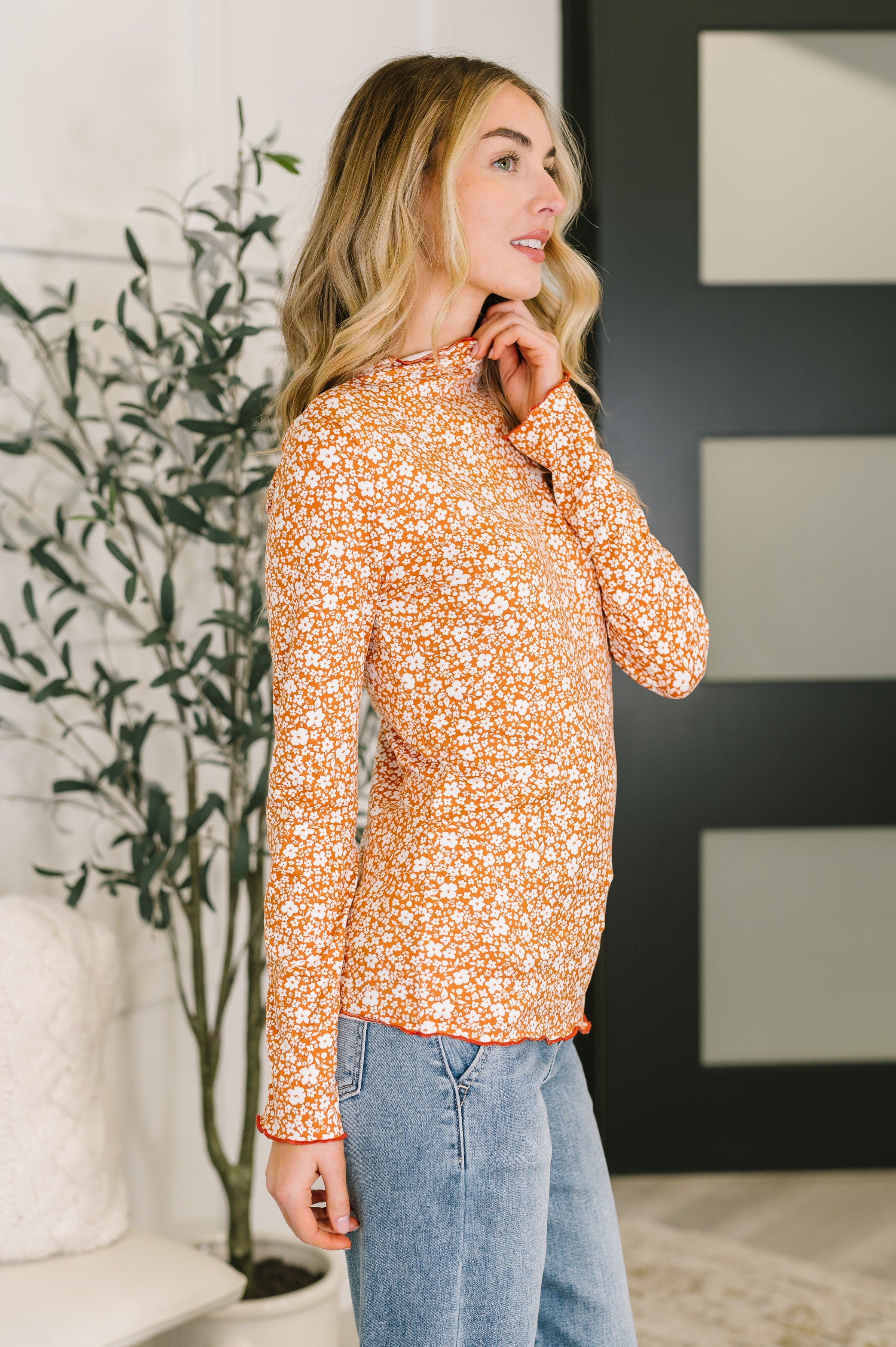 Something in the Air Lettuce Hem Longsleeve Top-Womens-Stay Foxy Boutique, Florissant, Missouri