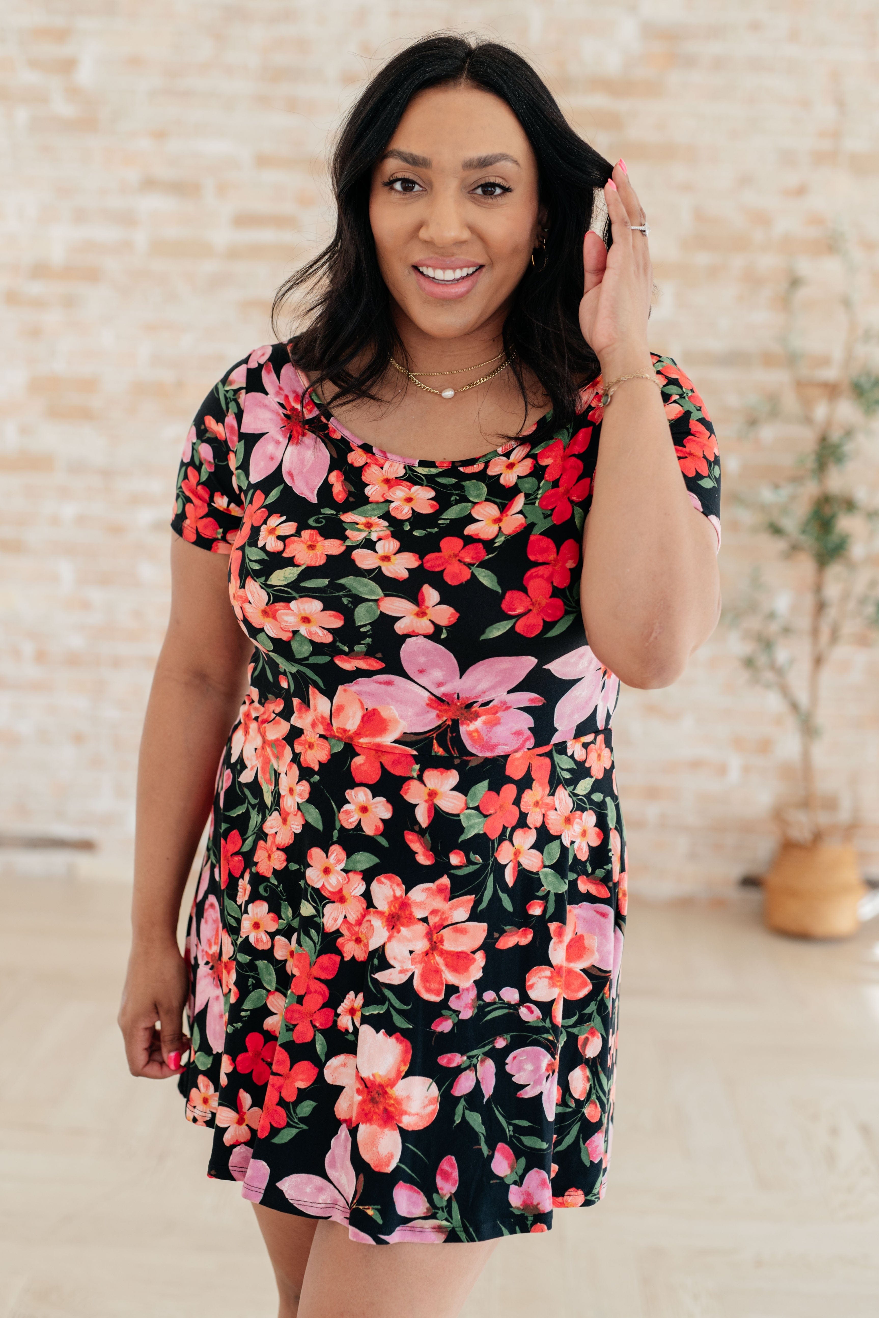 Southern Hospitality Floral Skort Dress-Dresses-Stay Foxy Boutique, Florissant, Missouri