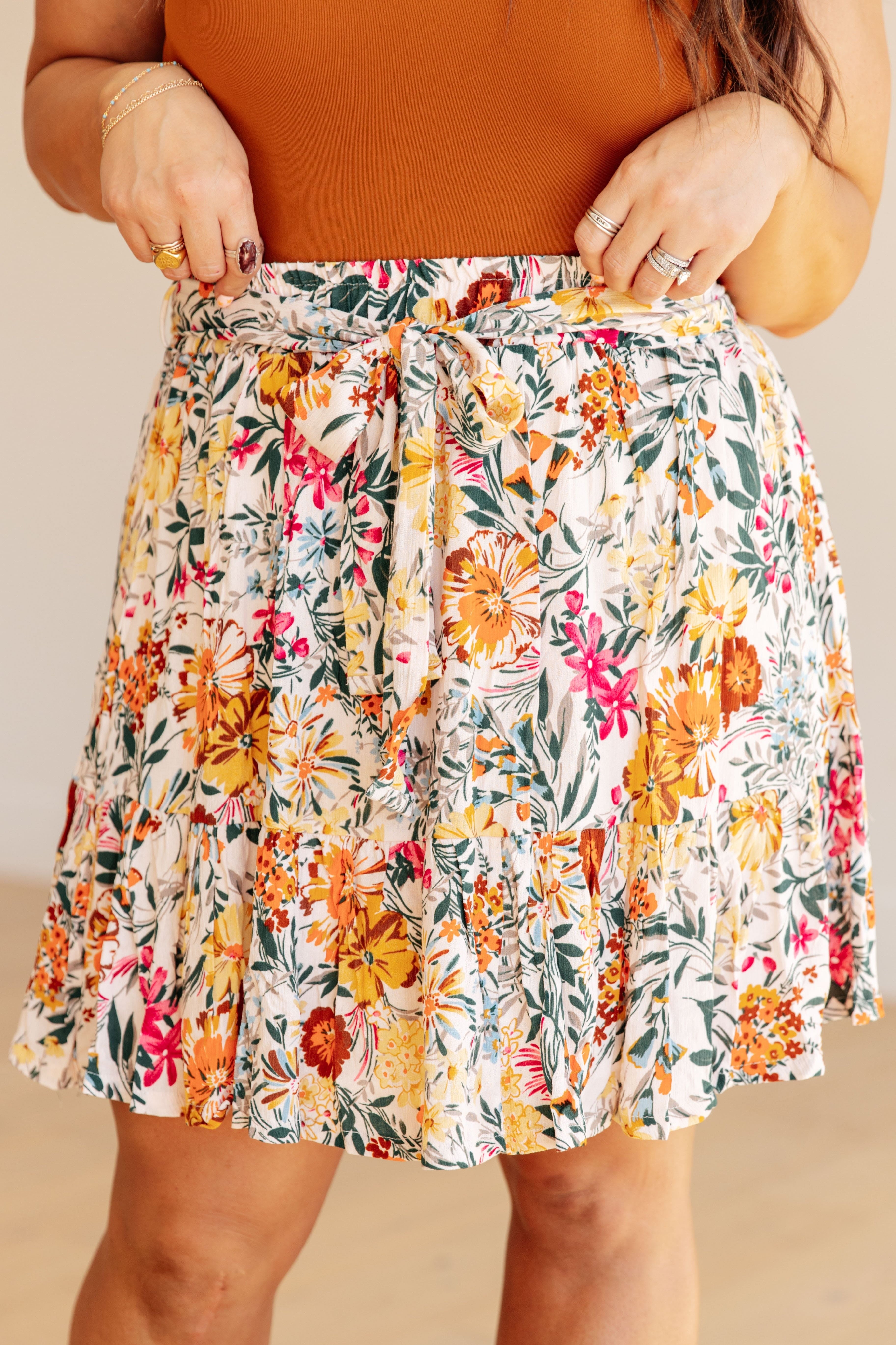 Spring Fields Floral Skirt-Womens-Stay Foxy Boutique, Florissant, Missouri