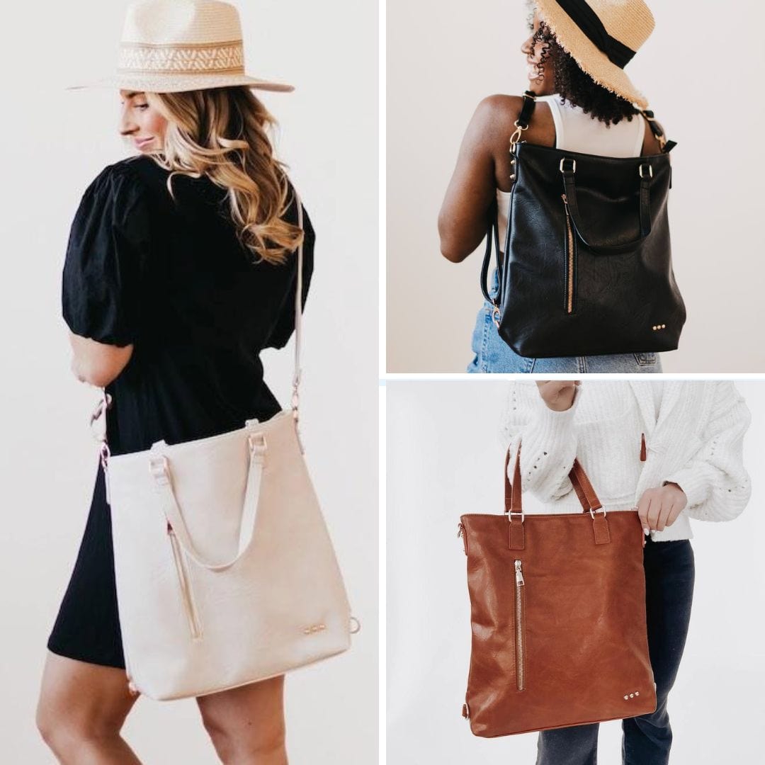 PREORDER: Upper East Side Vegan Leather Backpack & Crossbody Tote Bag in Three Colors-Womens-Stay Foxy Boutique, Florissant, Missouri