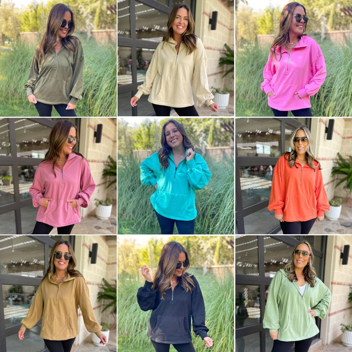 Hendrick Half Zip Hoodie in Nine Colors-Womens-Stay Foxy Boutique, Florissant, Missouri