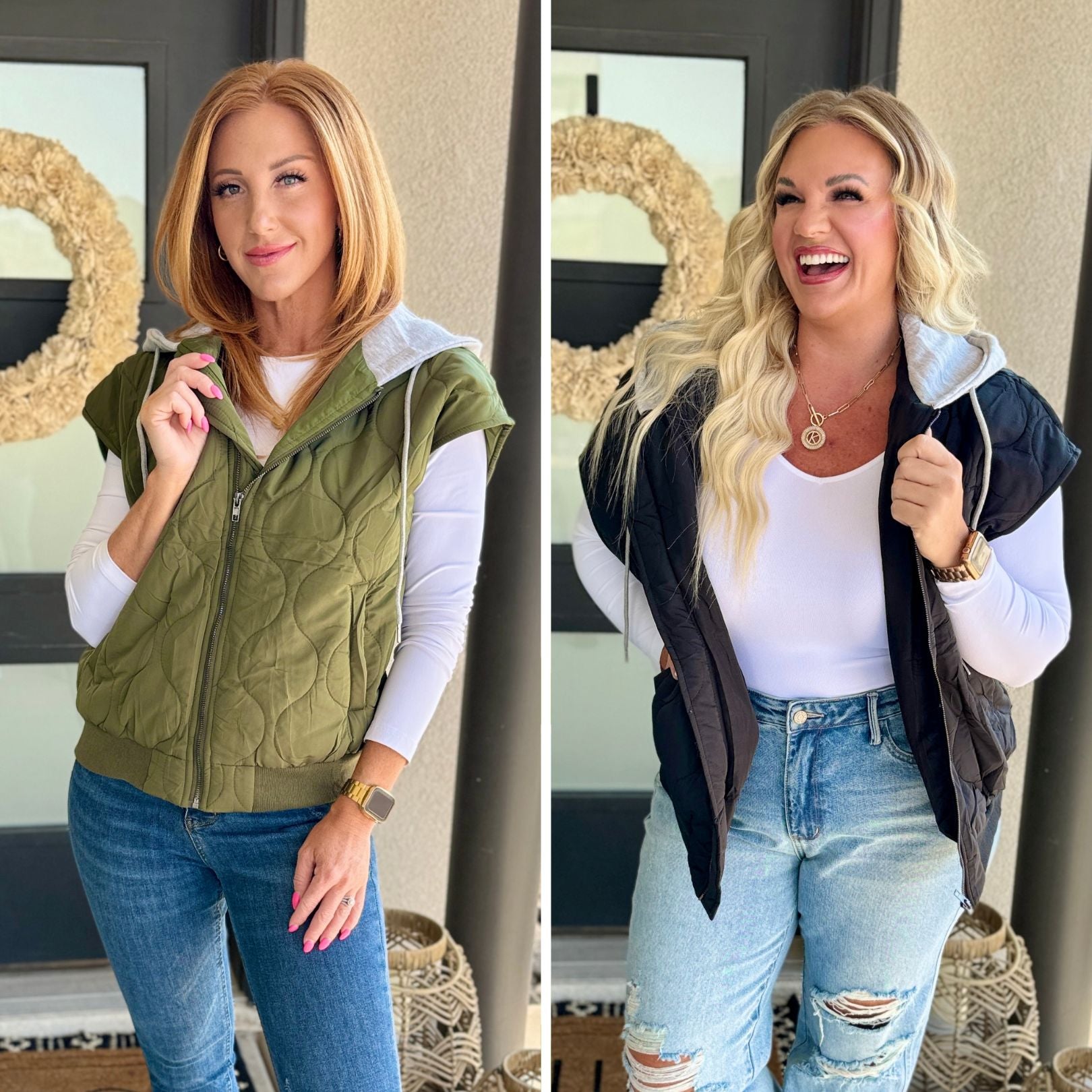 PREORDER: Cheyenne Hooded Puffer Vest in Two Colors-Womens-Stay Foxy Boutique, Florissant, Missouri