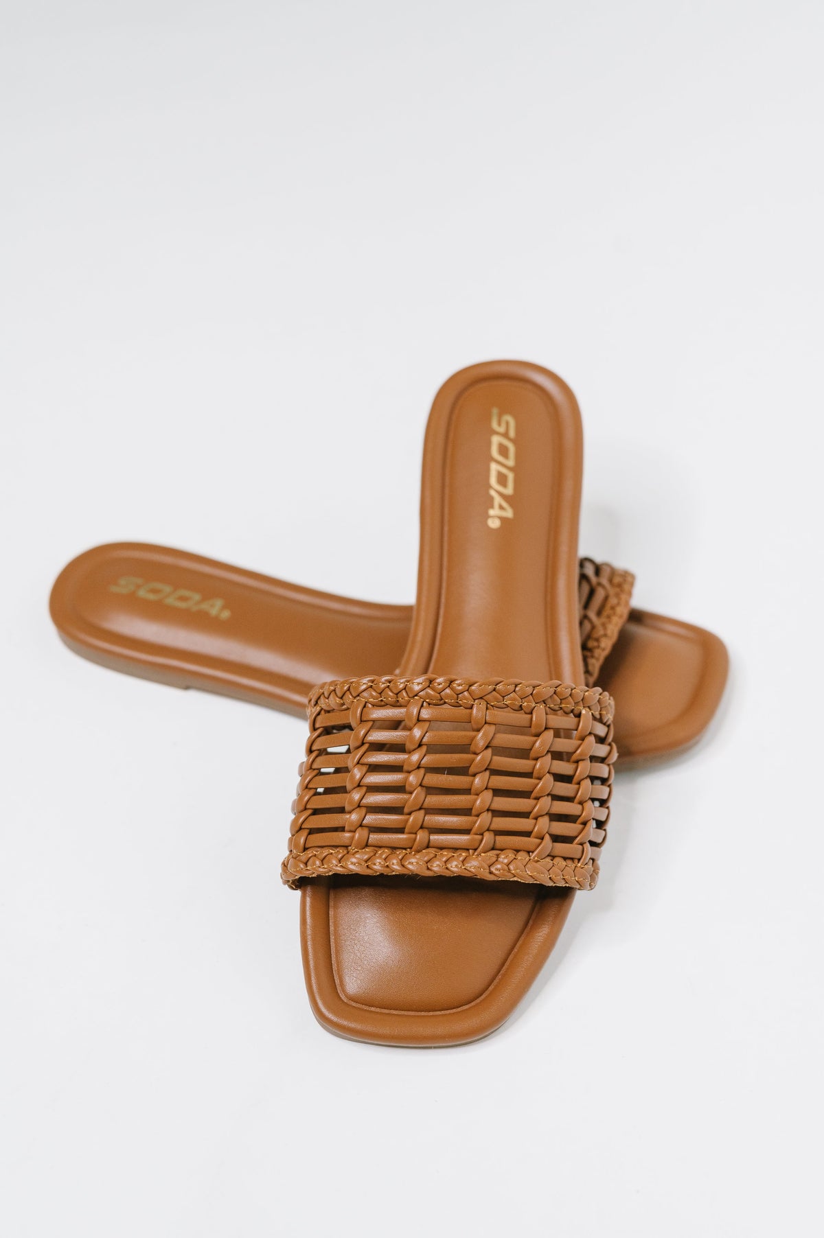 Stair Cognac Woven Slip On Sandal-Womens-Stay Foxy Boutique, Florissant, Missouri