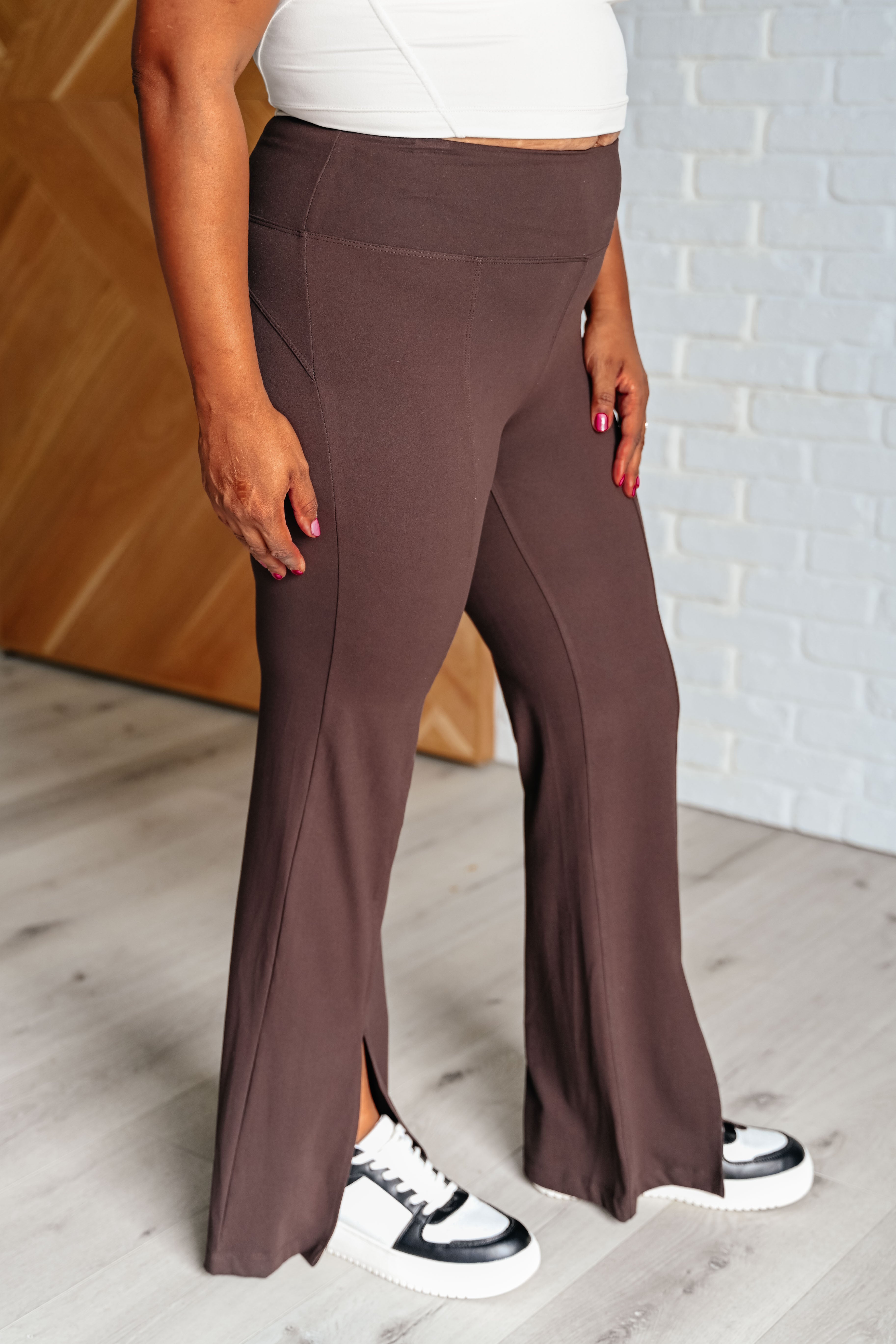 Stamina Stride Flare Leggings in Espresso-Athleisure-Stay Foxy Boutique, Florissant, Missouri