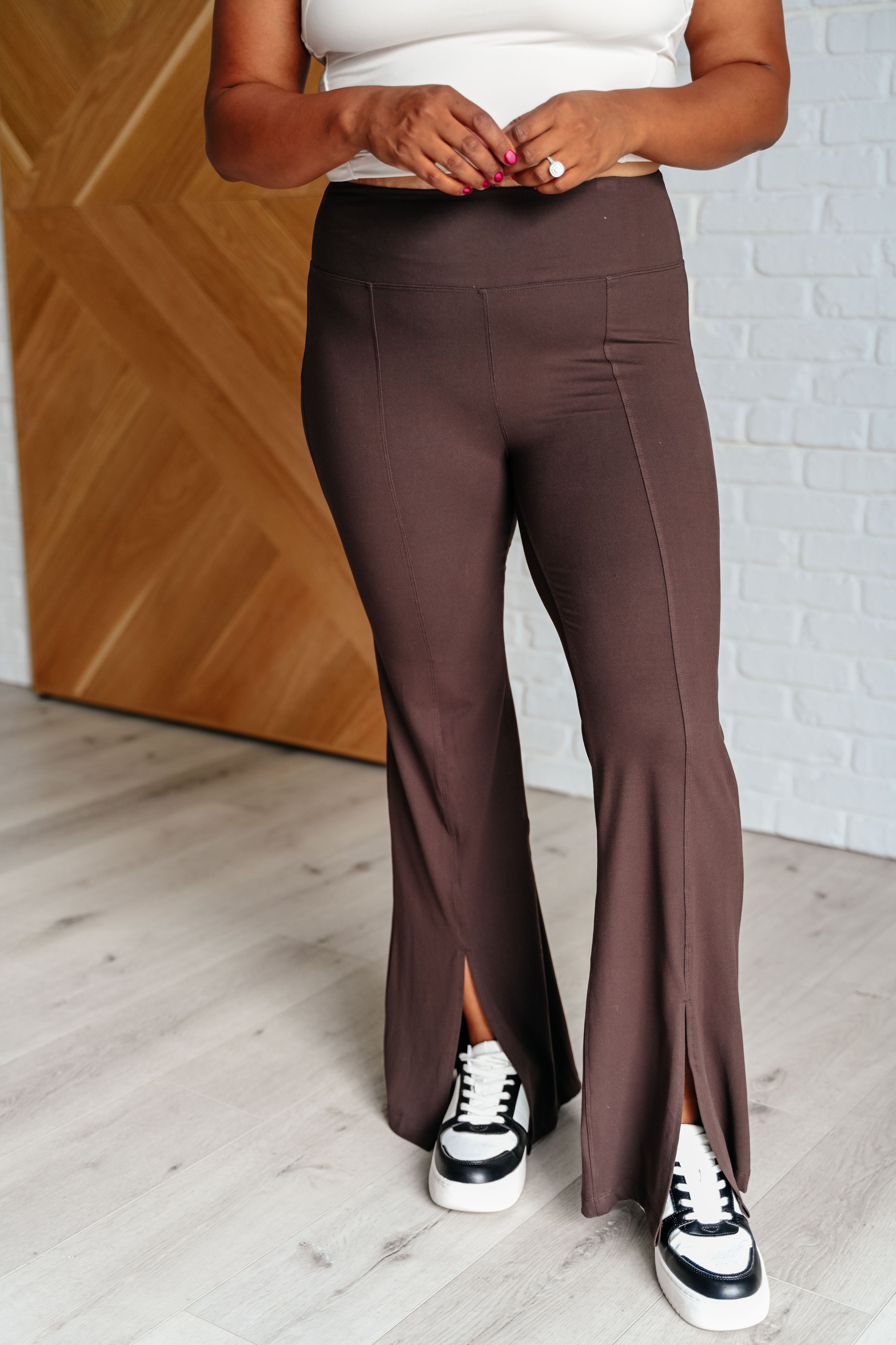 Stamina Stride Flare Leggings in Espresso-Athleisure-Stay Foxy Boutique, Florissant, Missouri