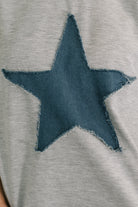 Star Stud Distressed Applique Top-Womens-Stay Foxy Boutique, Florissant, Missouri
