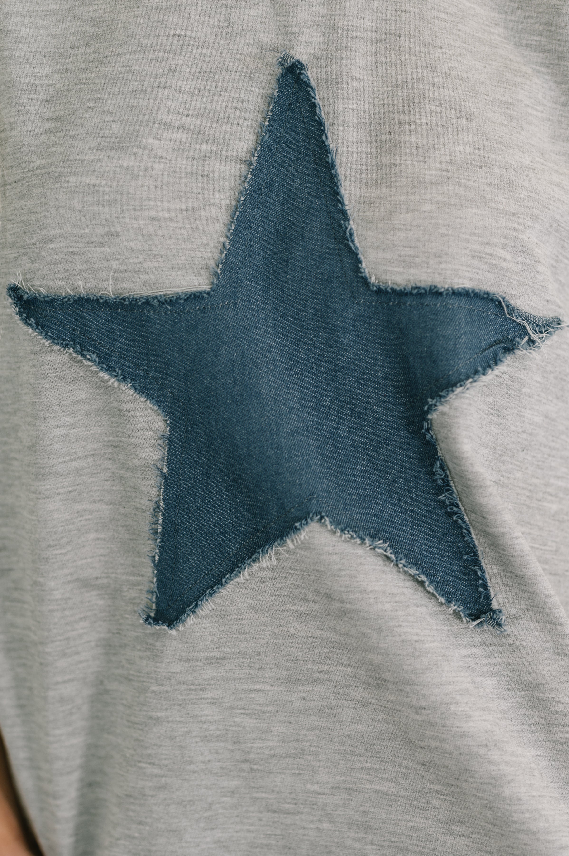 Star Stud Distressed Applique Top-Womens-Stay Foxy Boutique, Florissant, Missouri