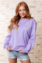 Stay Delulu Scuba Sweatshirt Periwinkle-Tops-Stay Foxy Boutique, Florissant, Missouri