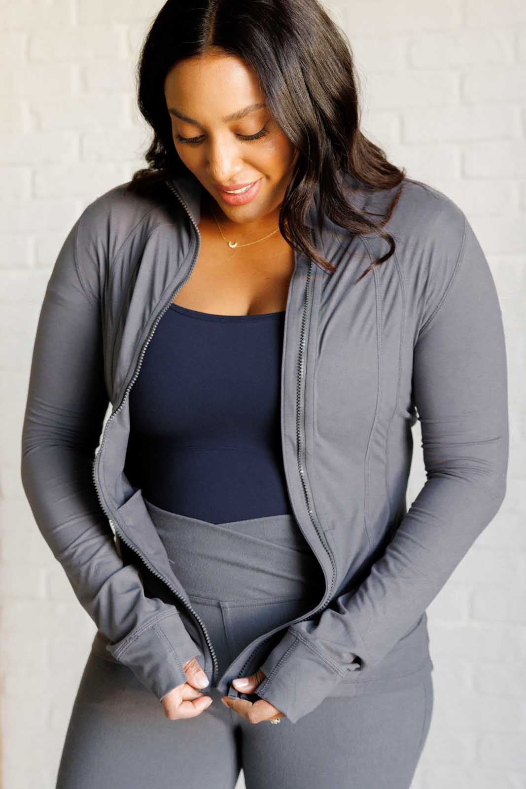 Staying Swift Activewear Jacket in Titanium-Athleisure-Stay Foxy Boutique, Florissant, Missouri